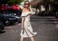 BERLIN, GERMANY - APRIL 29: Jessica Czakoni is seen wearing white off shoulder dress, Lazzo phone case, Saint Laurent shopping bag on April 29, 2020 in Berlin, Germany. (Photo by Christian Vierig/Getty Images)
