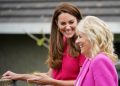 HAYLE, UNITED KINGDOM - JUNE 11: Catherine, Duchess of Cambridge (L) and U.S. First Lady Dr Jill Biden during a visit to Connor Downs Academy, during the G7 summit in Cornwall on June 11, 2021 in Hayle, west Cornwall, England. (Photo by Aaron Chown/WPA Pool/Getty Images)